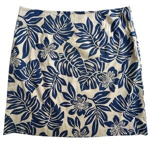 Talbots Stretch Navy and Khaki NWOT with Leaf Sequin Print Skirt, Size 16